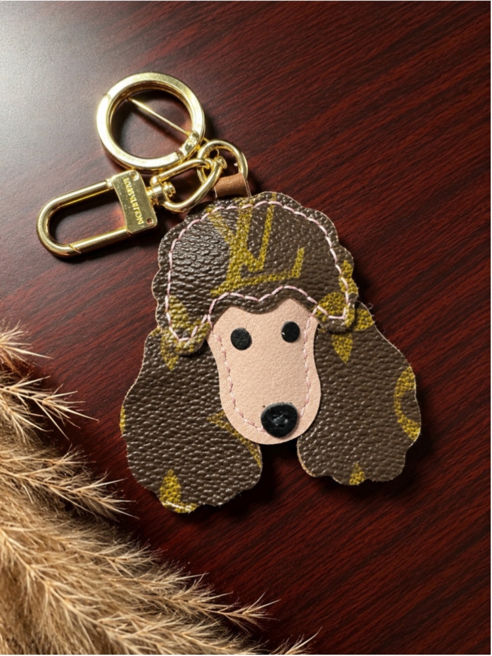Handmade Upcycled Designer Canvas Poodle Bag Charm Keychain | OOAK | COA Include - Picture 2 of 5